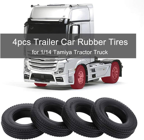GoolRC 4pcs Trailer Car Rubber Tires for 1/14 Tamiya Tractor Truck RC Climber Trailer...
