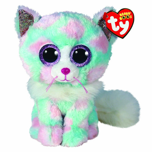 Ty - Beanie Boo's - Soft Toy Opal The Cat 15 cm, Pink and Blue, TY36376...