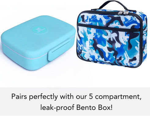 Fenrici Lunch Box for Boys, Kids Insulated Lunch Bag, Soft Sided Compartments, Spacious, BPA Free, Food Safe, 10.8in x 8.5in x 2.8in, Shark, Camo...