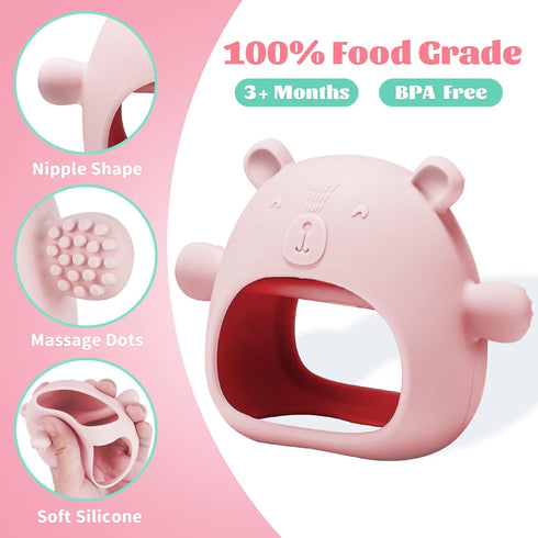 Silicone Baby Mitten Teething Chew Toy for Babies 3-6 Months 6-12 Months, Anti-Drop Teether Glove BPA-Free for Girls and Boys Sucking Biting Needs...