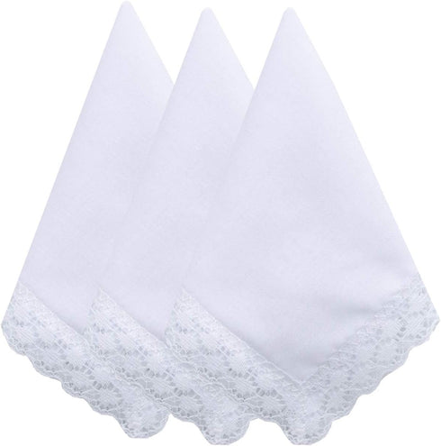 COCOUSM Womens Handkerchiefs White Cottom Crochet Lace Bridal Wedding Hankies 6 Pieces...