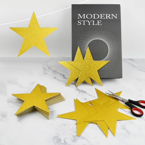 60 Pcs Glitter Star Cutouts Paper Double Printed Paper Star Decorations, 6 Inch Stars Decoration for Wedding Party Bulletin Board Classroom Decora...