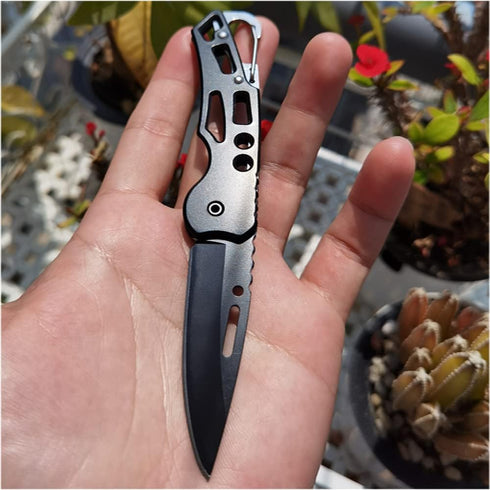 4 Pack Self-Defense Folding Knife With Key Ring Easy To Everyday Carry, Outdoor Survival Stainless Steel Pocket Knife (Black)...