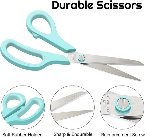 Scissors 6-Pack, 8'' Multipurpose Scissor with Ultra Sharp Blades, Easy Grip Handles, Stainless Steel Scissor for Office Supplies Craft Home, High...