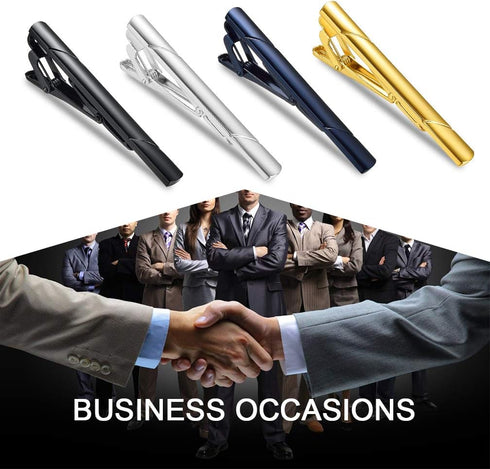 Roctee 7 Pack Tie Clip Set Mens Tie Bar | Formal Business Necktie Bar Pinch Tie Clip in Gold/Silvery/Black/Navy | Best Gifts for Father, Lover, Fr...