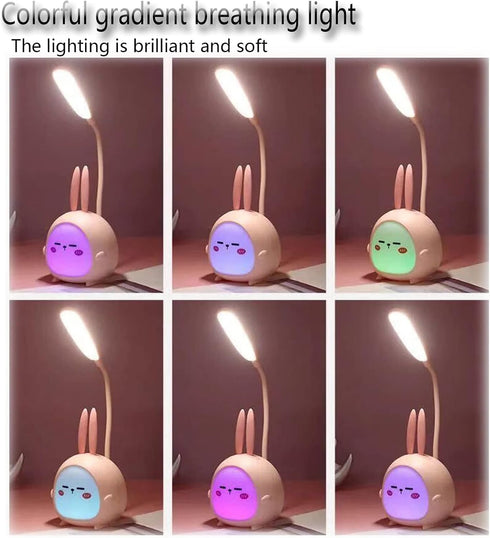 Mini Bunny Night Light, Portable LED Table Light, Cute Rabbit Foldable USB Rechargeable Reading Light Bedroom Children's Bedside Study (Blue Rabbi...