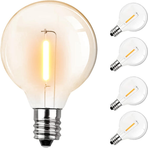 GLUROO G40 LED Replacement Light Bulbs, 1W Shatterproof Globe Bulbs for Outdoor String Lights Dimmable Eidison Bulb fits E12 C7 Screw Base, Equval...