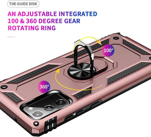 for Samsung Galaxy Note 20 Case, Note20 5G Case with HD Screen Protectors, Military-Grade Metal Ring Holder Kickstand 15ft Drop Tested Shockproof ...