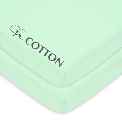 American Baby Company 2 Pack 100% Natural Cotton Fitted Mini Crib Sheets 38" x 24" - Soft & Breathable Small Nesting Portable Sheets, Fits Pack N ...