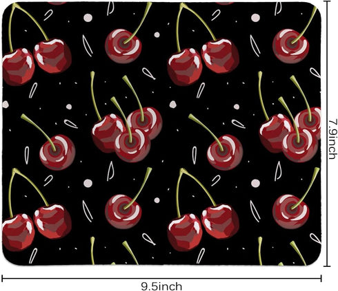 Cherry Print Black Mouse Pads,Funky Cherry Personalized Mouse Mat Design,Small Mouse pad for Desk Home Office Gaming Working,Home Decor Accessorie...