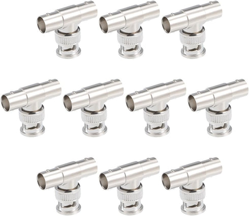 uxcell 10Pcs BNC 1 Male to 2 Female 3 Way T Shape Adapter Connector Splitter...