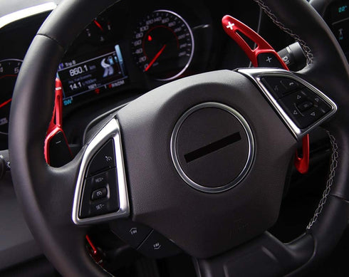 HIGH FLYING 2pcs Interior Accessories Steering Paddle Shift DSG Extensions Red for Chevy Chevrolet Camaro 2016-2022, C7 Corvette 2014-2019...