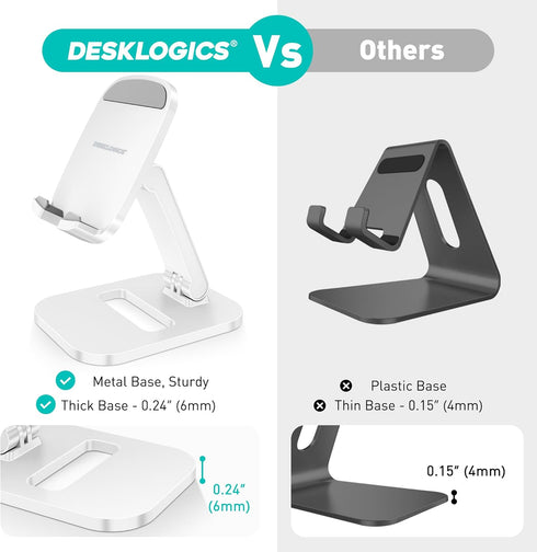 Cell Phone Stand for Desk Adjustable Portable Foldable Phone Holder Cradle Dock, Compatible with iPhone 15 14 13 Pro Max Mini, 12 11 XR X 8 7 6 Pl...
