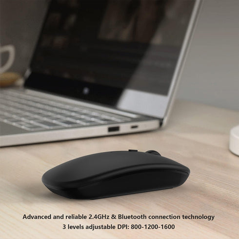 Wireless Bluetooth Mouse for Apple iPad iPhone MacBook Android Samsung Tablet Phone Dual-Mode Rechargeable 2.4G Portable Computer Mice for Windows...