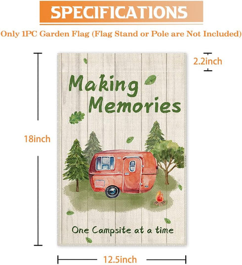 Making Memories Garden Flag, 12 x 18 Inch Double Sided Holiday Yard Outdoor Farmhouse Lawn Decoration Flag, RV Bonfire Forest Campground Camping P...