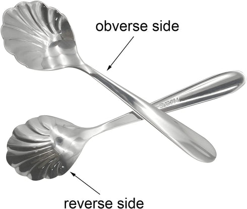 2Pcs Shell Shape Stir Spoons 18/10(304) Stainless Steel Sugar Spoon Vintage 4.96inch Teaspoons for Coffee, Afternoon tea, Dessert, Espresso, Cappu...