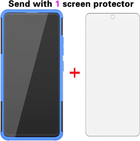 Phone Case for Samsung Galaxy A71 5G with Tempered Glass Screen Protector Cover and Stand Kickstand Hard Rugged Hybrid Protective Cell Accessories...