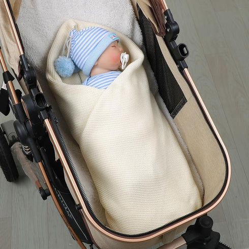 Baby Blanket Boy Girl Cotton Knitted Soft Swaddling Receiving Baby Blankets for Newborn Toddler Crib Stroller White 30 x 40 Inch...