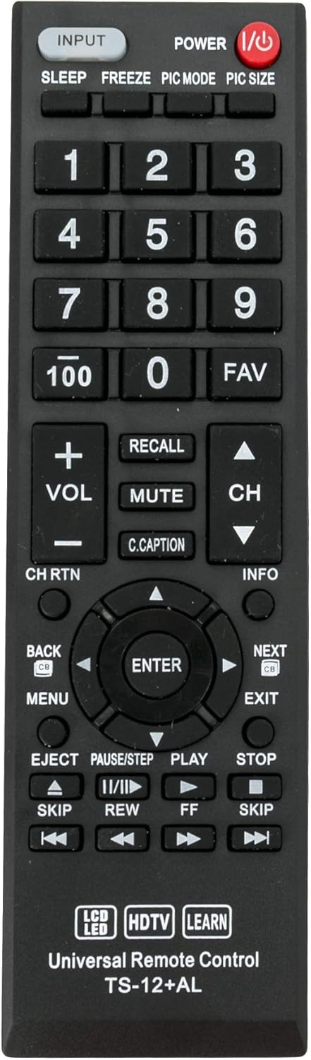 New TS-12+AL Replace Universal Remote Control fit for Almost All Toshiba TV CT-90275 CT-90326 CT-90302 CT-90366 CT-90325 CT-90329 CT-8037...