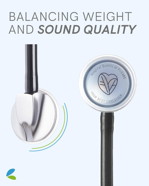 FriCARE Black Stethoscope - Single Head Stethoscopes for Nurses Home Health Use - Estetoscopio First Aid Accessories, StethoMedic Essentials, Adul...
