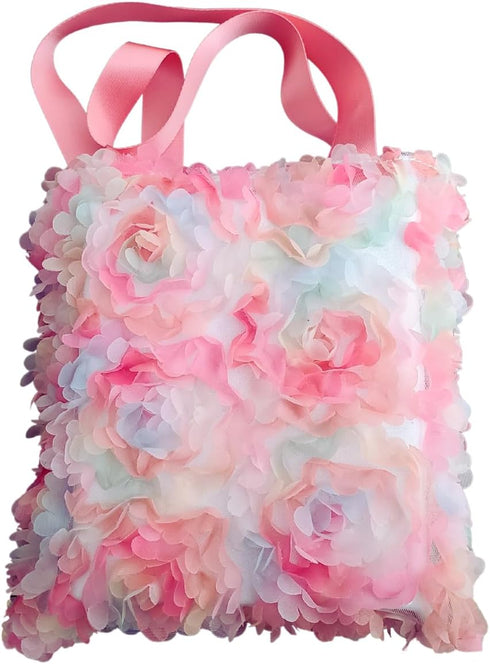 Reusable pink fabric gift bags cute Set of 2 with handles washable floral bags for women 10x10 inches for wedding flower girls birthdays ballerina...