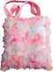 Reusable pink fabric gift bags cute Set of 2 with handles washable floral bags for women 10x10 inches for wedding flower girls birthdays ballerina...