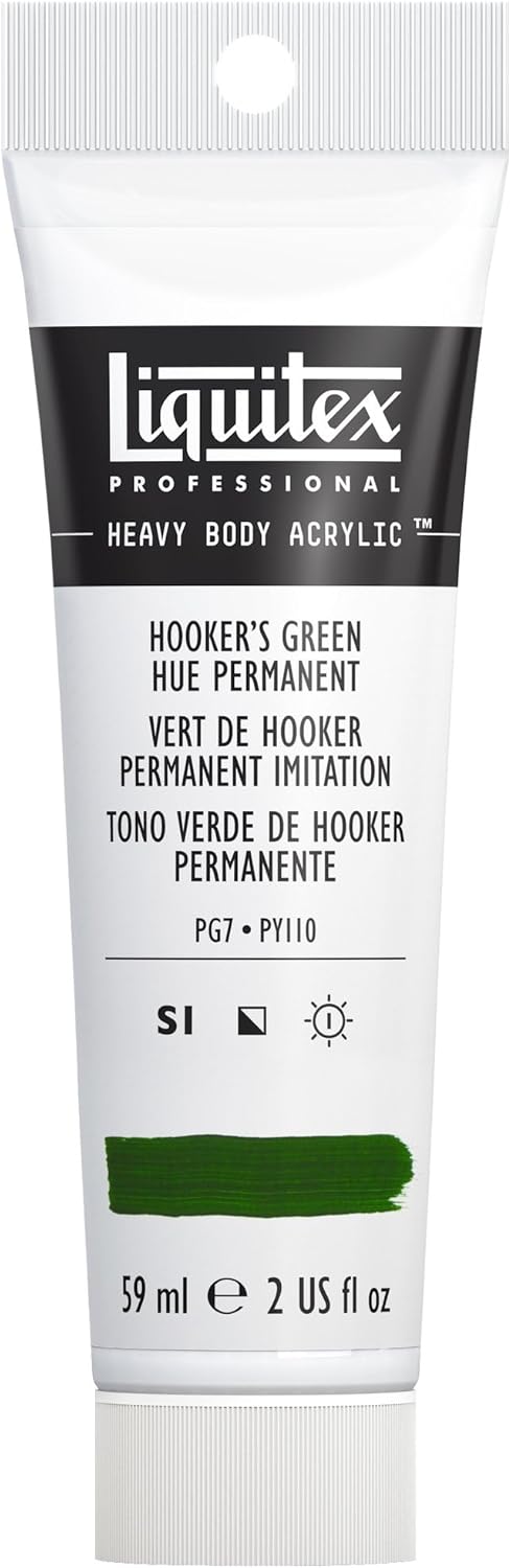 Liquitex Professional Heavy Body Acrylic Paint, 2-oz (59ml) Tube, Hooker’s Green Hue Permanent...
