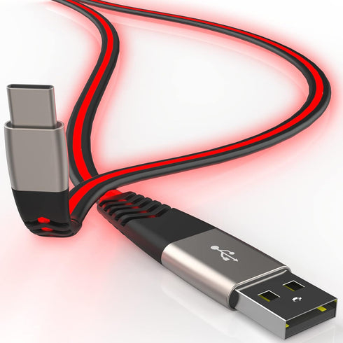 LED USB C Charging Cable, 6FT 3A Light Up Type c Fast Charging Cable with Data Sync, Compatible with Samsung, Moto, LG & More(Red)...