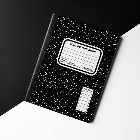 Top Flight Sewn Marble Composition Book, Black/White, College Rule, 9.75 x 7.5 Inches, 100 Sheets (41350)...