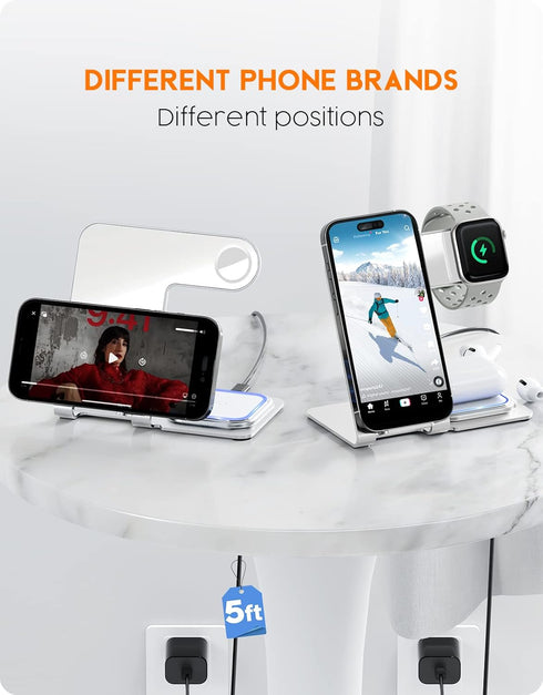 Wireless Charger, 3 in 1 Wireless Charging Station for Apple, Ultra-Thin Aluminum Alloy Charger for iPhone14/13/12/11/X/8 Series, for Apple Watch ...
