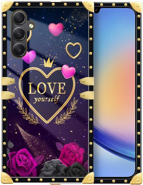 Compatible with Samsung Galaxy A54 5G Case,Love Yourself for Women Girls Soft TPU Shockproof Protective Square Phone Case Cover for Samsung Galaxy...