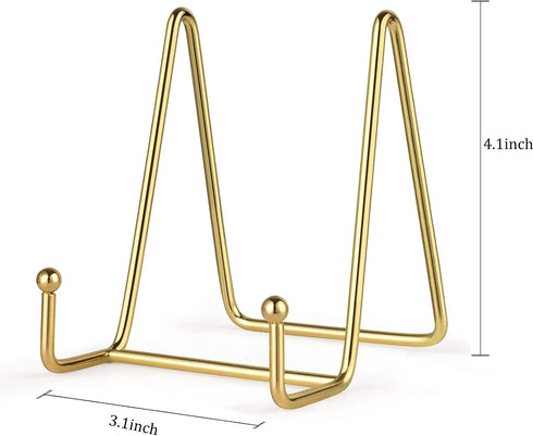 2 Pack Gold Iron Display Stands, Metal Wire Frame Holders for Pictures, Decorative Plates & Tabletop Art (4 inch)...