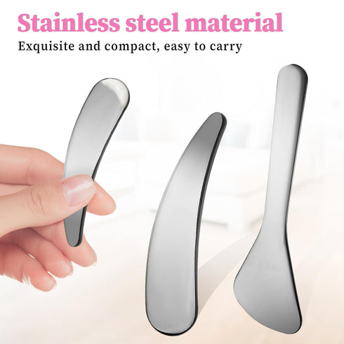 2Pcs Cosmetic Spatula Reusable Facial Massage Spatula Practical Mini Makeup Eye Cream Applicator Multi-functional Beauty Face Skincare Spoon for M...