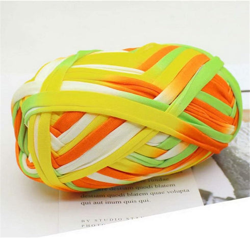 1 PCS Colorful T-Shirt Yarn Knitting Yarn Fabric Crochet Cloth for DIY Knitted Fabric Art (#53 Yellow&Green)...