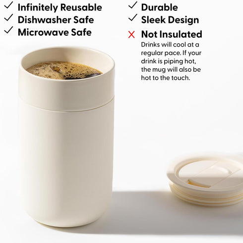 W&P Porter Ceramic Mug w/ Protective Silicone Sleeve, Blush 16 Ounces | On-the-Go | No Seal Tight | Reusable Cup for Coffee or Tea | Portable | Di...