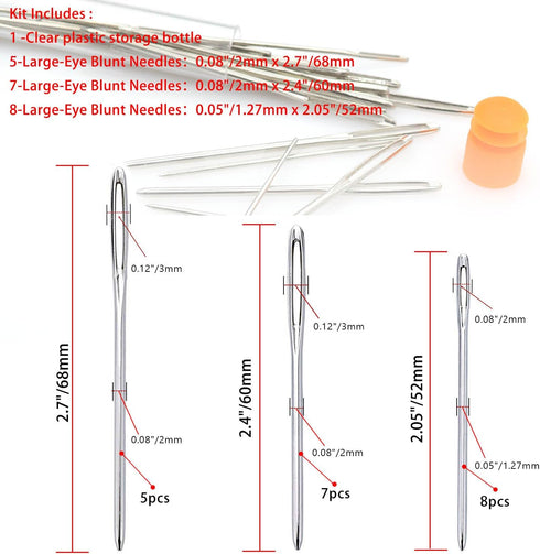 Generic 20 PCS Large-Eye Blunt Needles Safe Sewing Needles Stainless Steel Yarn Knitting Needles Weaving Leather Needle Not Hurt Hands Handmade Cr...