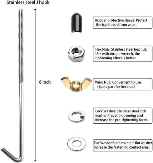Adjustable Battery Hold Down,Universal Crossbar with 8''length,18-8 (304) Stainless Steel J bolt sets...