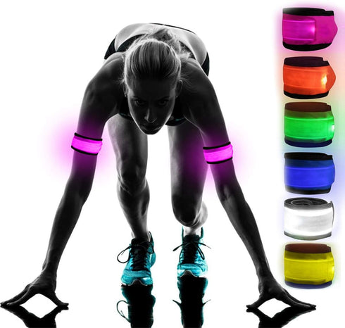 Pack of 6 LED Light Up Band Slap Bracelets Night Safety Wrist Band for Cycling Walking Running Concert Camping Outdoor Sports...