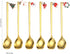 Coffee Spoons Gold Silverware Christmas 6 Pieces Small Stainless Steel Flatware Xmas Decorative Pendants Cute Drinking Stirrers for Festive and Da...