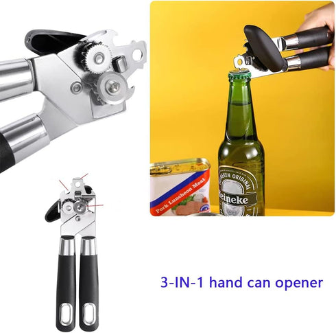 for Can Opener Manual, Handheld Can Openers with Big Effort-Saving Knob, Can Opener with Multifunctional Bottles Opener...