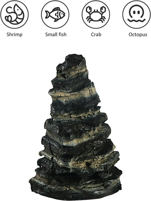 Mountain View Stone Aquarium Decor, Artificial Rocks Stone Aquarium Ornament Fish Tank Decoration, Aquarium Decorations Rock Cave Landscape (3pcs/...