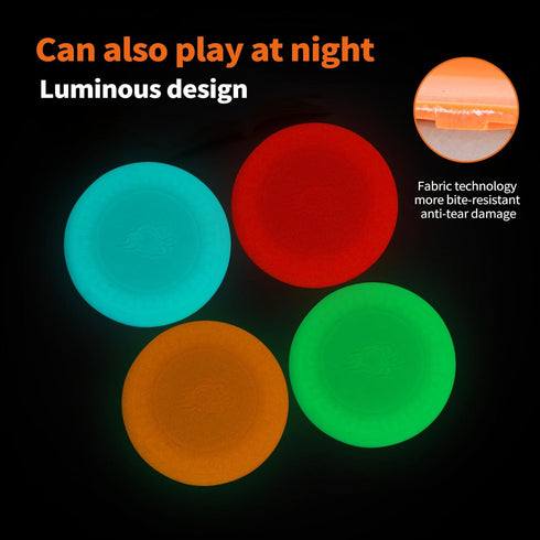 Indestructible Dog Flying Discs,Interactive Rubber Flyer Dog Toys,Put Cloth in Middle for Durability,Glow at Night,9 inch for Medium/Large Dogs.(Y...