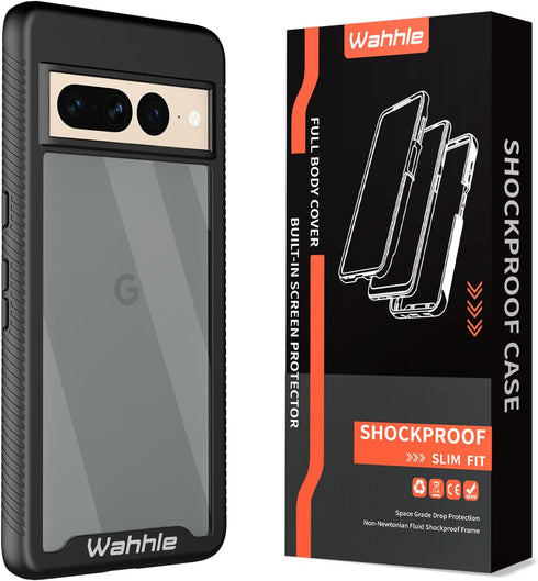 wahhle Google Pixel 7 Pro Case, Built in Screen Protector Full Body Shockproof Slim Fit Bumper Protective Phone Cover for Pixel 7 Pro Men Women-Bl...