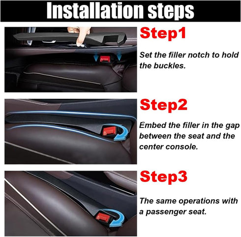 2PCS Car Seat Gap Filler, Universal Fit Car Seat Gap Plug Between Seat and Console, Car Accessories Interior Console Stop Cellphone, Wallet, Keys,...