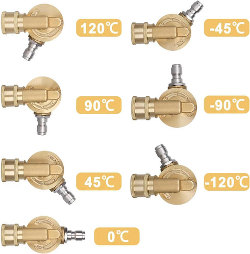 Pressure Washer Pivoting Coupler Kit - 240 Degree Rotation, Includes Gutter Cleaner Attachment, 7 Spray Nozzle Tips with Holder,1/4" Quick Connect...