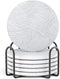 LIFVER Coasters Set of 6 Absorbent Drink Coasters with Holder, White Marble Style Ceramic Stone Coasters for Home Decor Coffee Table Protection, 4...