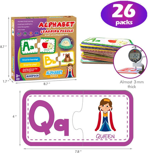 Puzzles for Kids Ages 3-4 – 26 Sets Self-Correcting Alphabet Puzzles for Toddlers, Perfect Matching Puzzles for Kids ages 3-5...