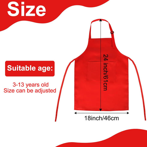 6 Pack Kids Apron bulk with 2 Pockets Adjustable Chef Art Apron Kids Painting Aprons for Cooking Baking Painting Crafting Grilling Activity?6 Colo...