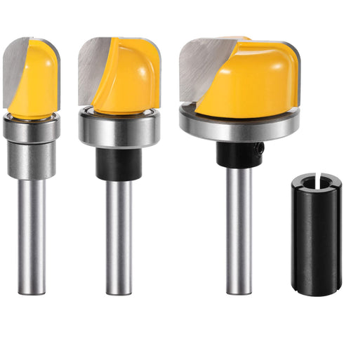 1/4 Inch Shank Bowl and Tray Template Router Bit Set Carbide Round Nose Groove Router Bit Set with Ball Bearing Dish Carving Router Bit Woodworkin...