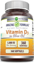 Amazing Formulas? Vitamin D3 in Olive Oil? Supplement | 5000 ?IU Per Serving | 360 Softgels | Non-GMO | Gluten Free | Made in USA...